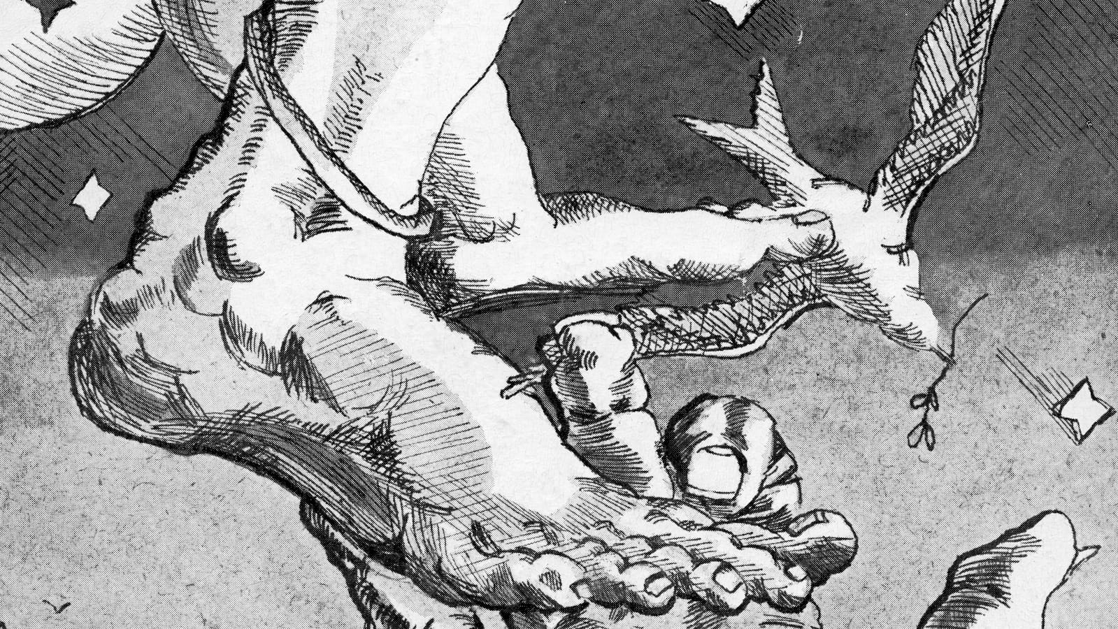 A drawing by Walter Francis Edward Douglas. Illustrating an article on the AI detector delusion
