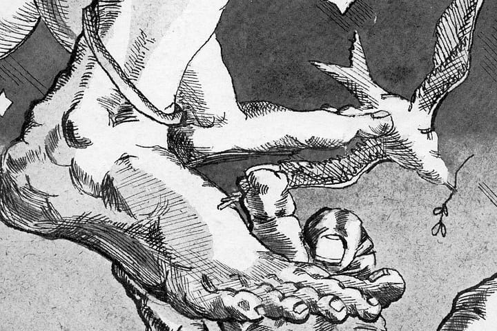 A drawing by Walter Francis Edward Douglas. Illustrating an article on the AI detector delusion