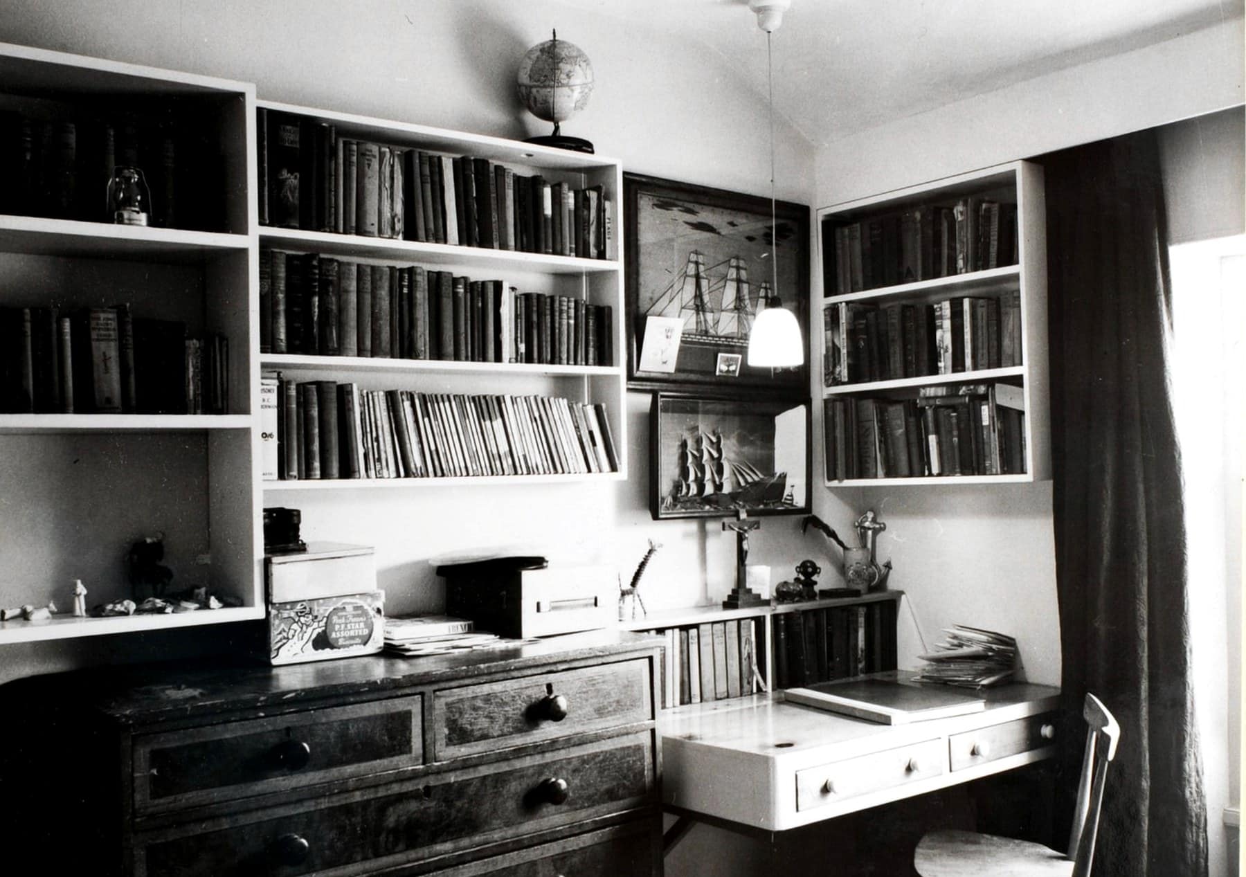 Desk and bookshelves at Ben Locker’s grandfather’s house